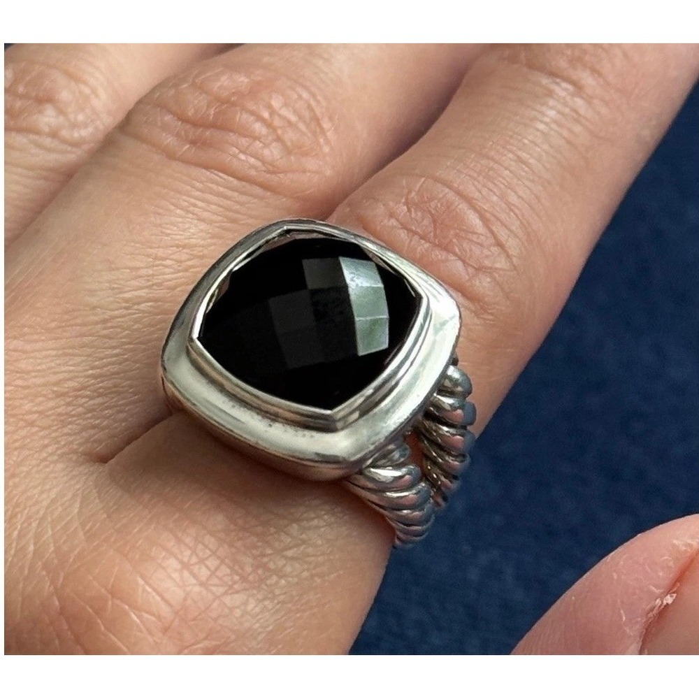 DAVID YURMAN  Black Onyx And 925 Sterling Silver Albion Cocktail Ring Size 6